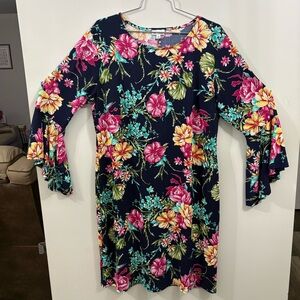 Olivia Matthews Floral 3/4 bell sleeve dress